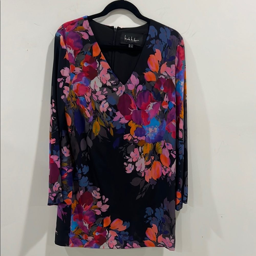 Nicole Miller Pink and Purple Floral Mini Dress